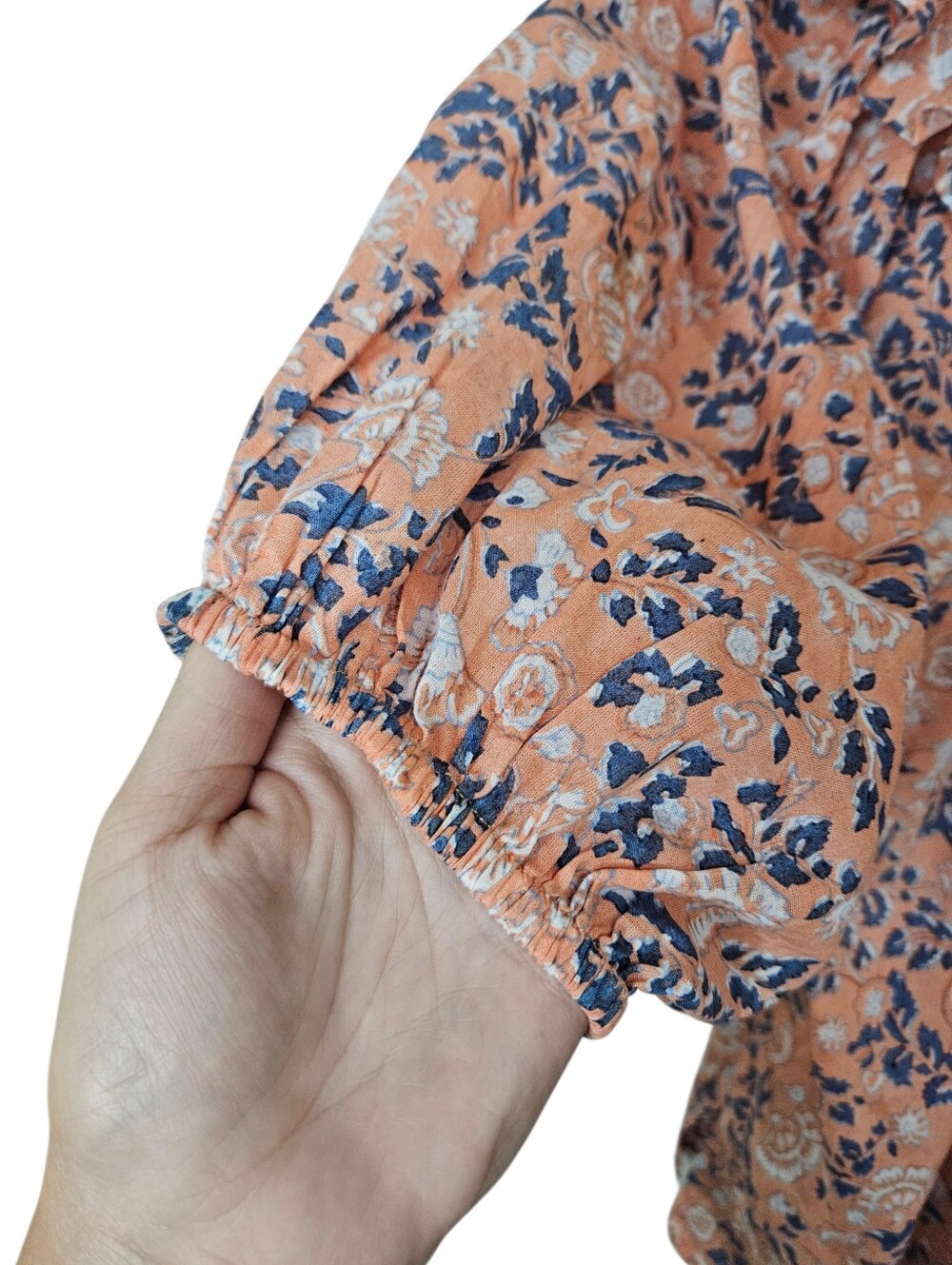 Cleobella Mariana Puff Short Sleeve Blouse Top Floral Print Ruffled Pink XS - Picture 11 of 16